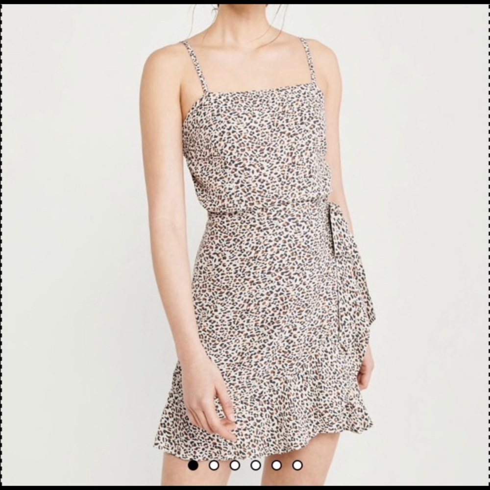 Leopard print faux wrap dress